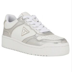 Guess Miram Sneakers Silver / White 8-1/2 M NWOB